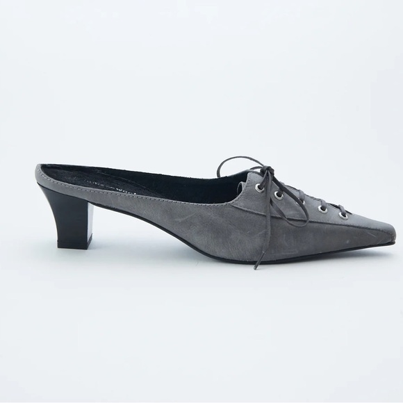 Paloma Wool Grey Lace-Up Puy Pointy Toe Mules - Picture 2 of 4